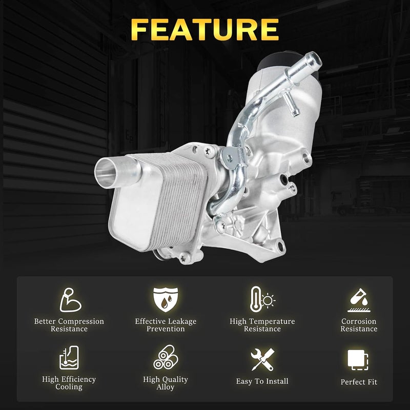AUTOBABA Engine Oil Cooler Filter Housing Assembly with Extra Gaskets Compatible with 2011-2021 Chevy Cruze Limited Sonic Trax Buick Encore 1.4L Replaces 918-428 55566784 55565388 88179-91400 - Image 2